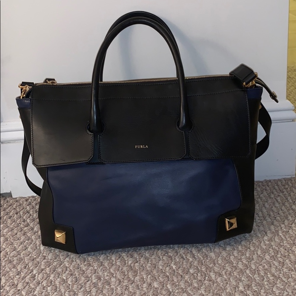 Furla Tote - Navy and Black